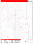 Fort Collins  Wall Map Red Line Style